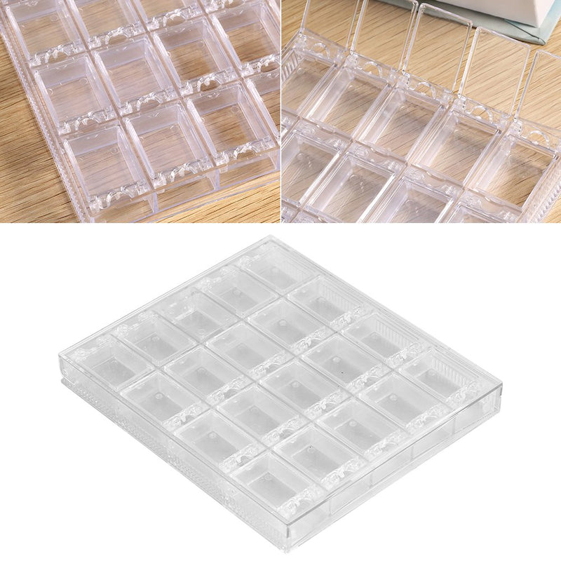 20 Grids Transparent Rhinestone Box Detachable Nail Art Box Acrylic Nail Art Decorations Storage Box Container Case for Storing Nail Art Decorations Rhinestone Beads Non-toxic Harmless - BeesActive Australia