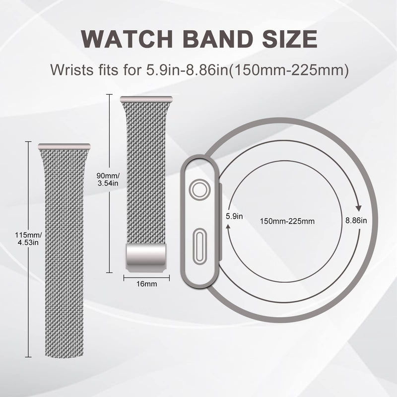 ORIbox 20mm Watch Bands Compatible for Watch Bands,Samsung Galaxy Watch 4 Band,Galaxy Watch Active 2 Bands, Galaxy Watch 4, Galaxy Watch 3 41mm,Galaxy Watch 42mm,Business Thin Wristband for Men Women Milan silver For Other 20MM - BeesActive Australia
