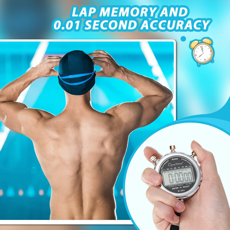 2 Pcs Metal Stop Watch Waterproof Digital Stopwatch Sports Stopwatch Timer 1/100th Second Workout Clock Metal Handheld Chronograph with Display and Buttons for Competition Training Timing - BeesActive Australia