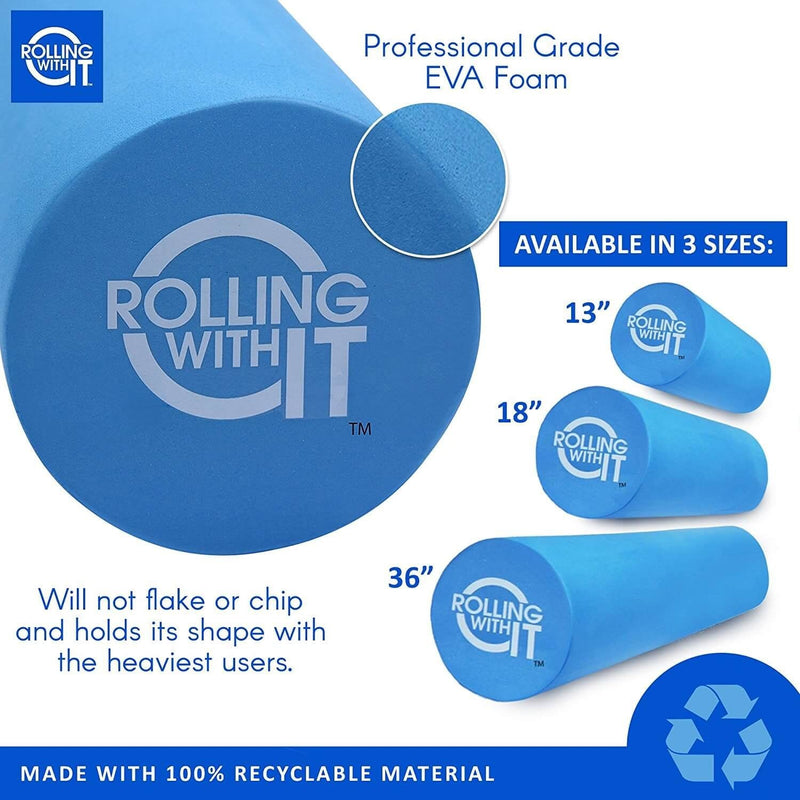 Rolling With It Foam Roller - High Density - for Exercise and Muscle Recovery - Eco-Friendly Back Roller - Select Size Below 13-18-36 inches 13 x 6 Inch - BeesActive Australia