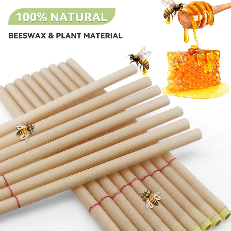 Natural Ear Candles 16 Pcs, Aucenix Beeswax Ear Wax Candles, Hopi Ear Candle with Protector Disks - BeesActive Australia