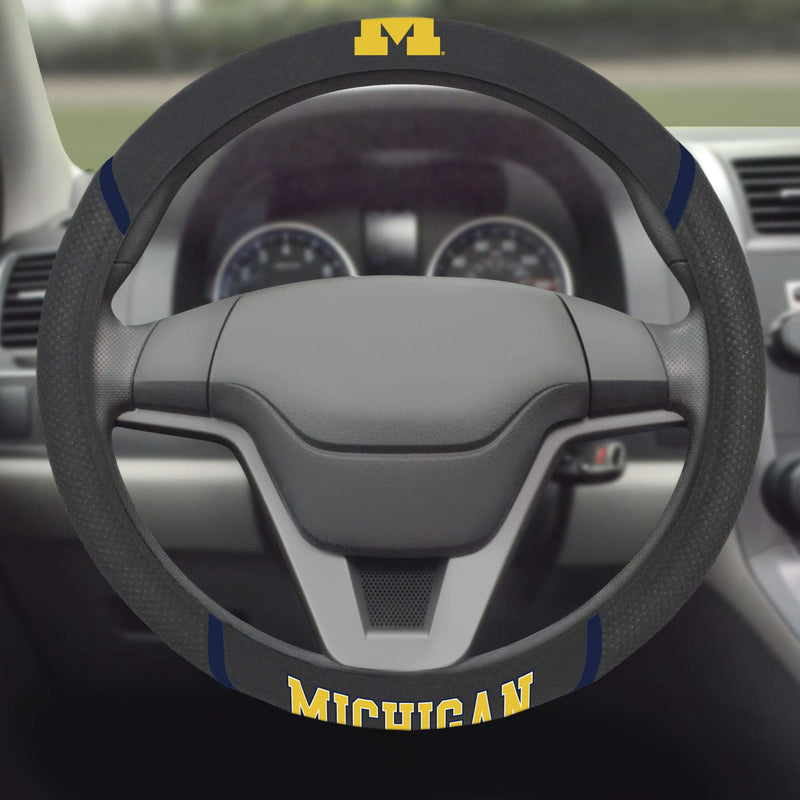 FANMATS 14822 NCAA University of Michigan Wolverines Polyester Steering Wheel Cover,multi,15"x15" - BeesActive Australia