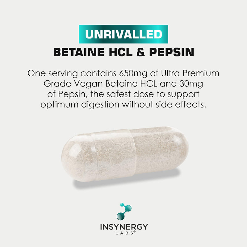 Ultra Premium Grade Betaine HCL & Pepsin � The UK�s No1 Betaine Hydrochloride Digestive Enzyme Supplements | 90 Vegan Capsules - BeesActive Australia