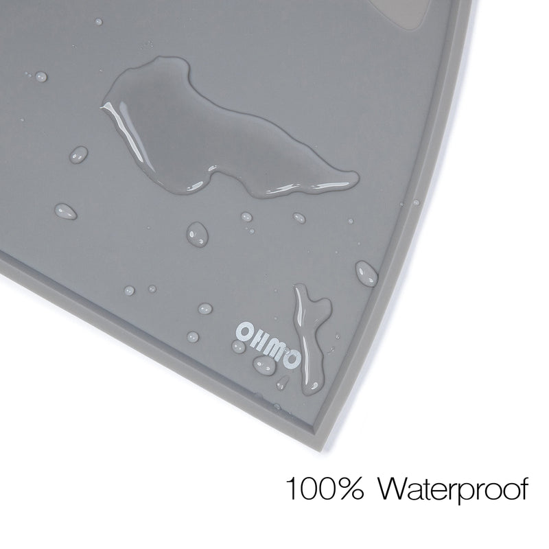 OHMO Cat Food Mat, Silicone Waterproof Dog Food Mat, Non-Skid Spill Proof Pet Feeding Mat for Food and Water, Easy to Clean Dog Placemat 18x9.8"(Small Cat) Dark Grey - BeesActive Australia