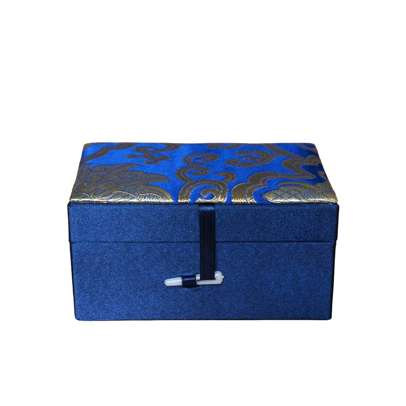 Qi Gong Rosewood Balls Baoding Balls with Brocade Box Chinese Exercise Stress Medicine Balls for Relaxation Meditation Navy Blue - BeesActive Australia