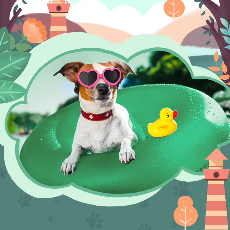 Lewondr Small Dog Sunglasses UV Protection Goggles Eye Wear Protection with Adjustable Strap Doggy Heart Shape Anti-Fog Sunglasses for Pet Dogs Sun Glasses Doggie Windproof Glasses Pink - BeesActive Australia