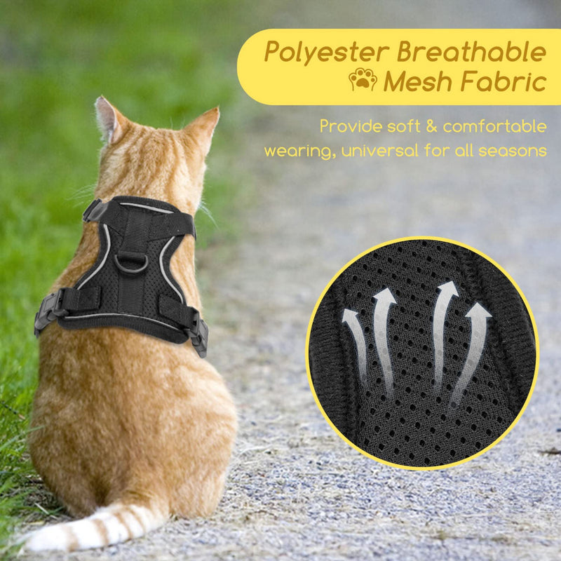 Cat Harness and Leash, Nobleza Reflective Adjustable Vest Harness with Soft Breathable Air Mesh, No Pull Walking Escape Proof Harness and Leash Set for Growing Kittens, Cats, Puppies Medium - BeesActive Australia
