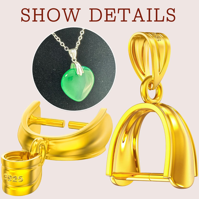 18K Gold Over 925 Sterling Silver Pendant Clasp for Necklace Pinch Bails for Jewelry Making Pendant Bail Connector for DIY Dangle Charms Bracelet Earring Made in Italy 2Pcs 18K Gold Over Sterling Silver Large(15x8mm) - BeesActive Australia