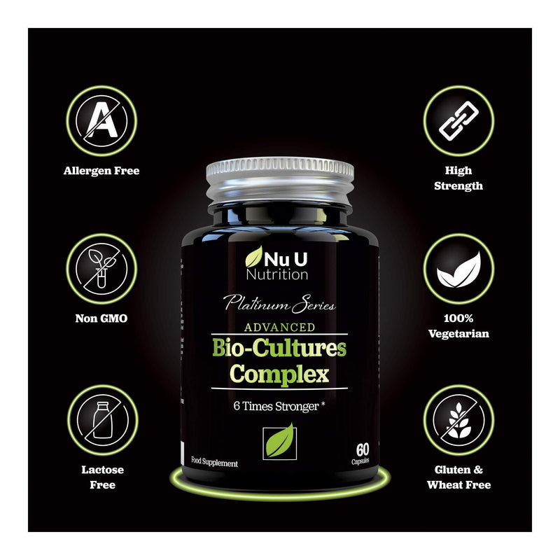 Bio-Cultures Probiotics 5 Active Strains 60 Billion CFU Source Powder, 6 Times Stronger, 6 Billion Live CFUs, with Lactobacillus Acidophilus & Bifidobacterium for Adults, 60 Vegetarian Capsules - BeesActive Australia