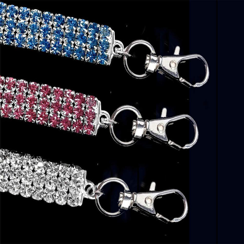 Dogs Kingdom Amazing 3 Rows Rhinestones Necklace Pet Cat Dog Collar Bling Rhinestone Bone Jewelry Party Wedding Accessories S:8-10" neck White - BeesActive Australia