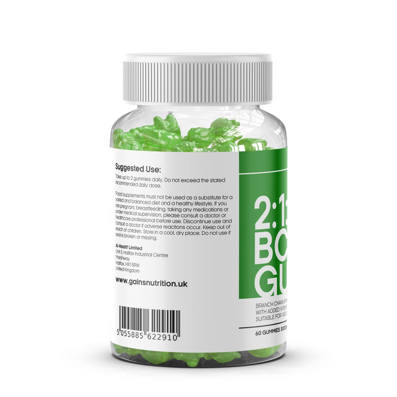 BCAA 2:1:1 Gummies for Men & Women - 1000mg Branch Chain Amino Acids Per Serving: L-Leucine, L-Isoleucine & L-Valine - Natural Apple Flavoured, Suitable for Vegans - BeesActive Australia