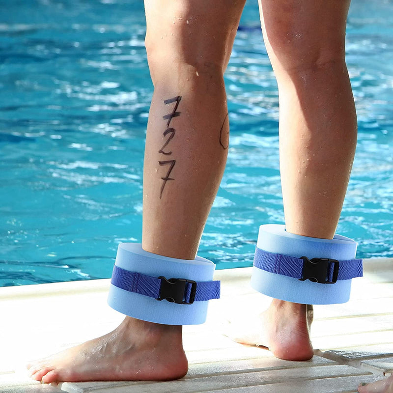 JNDJNFV Foam Swim Aquatic Cuffs,2 Pack Hydrotherapy Ankle Cuff Swimming Weights with Quick Release Buckle Great for Swimming and All Water Sports Activities - BeesActive Australia