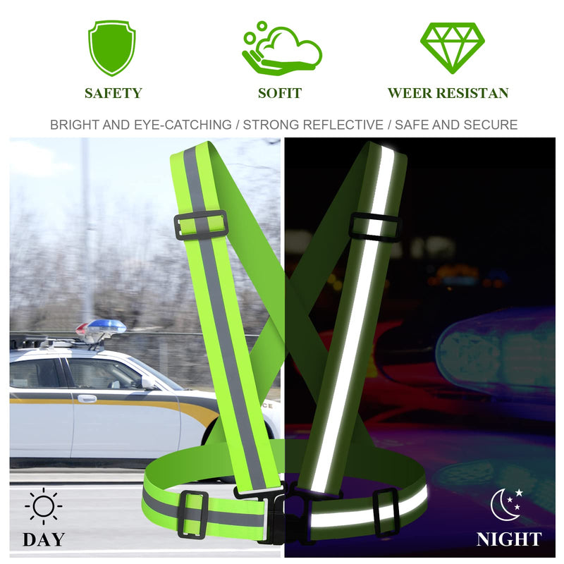 Reflective Vest Straps, Adjustable Elastic Safety Vest Outdoor Reflective Belt High Visibility Ultralight & Comfy for Running Green+Purple - BeesActive Australia
