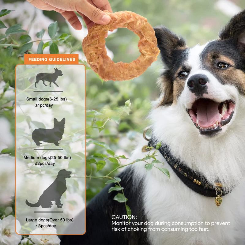 Jungle Calling Beef Tendons for Adult Dogs, Chicken Wrapped Tendons Dog Chews Long Lasting Hip and Joint Supplement for Dogs with Glucosamine (Ring) - BeesActive Australia