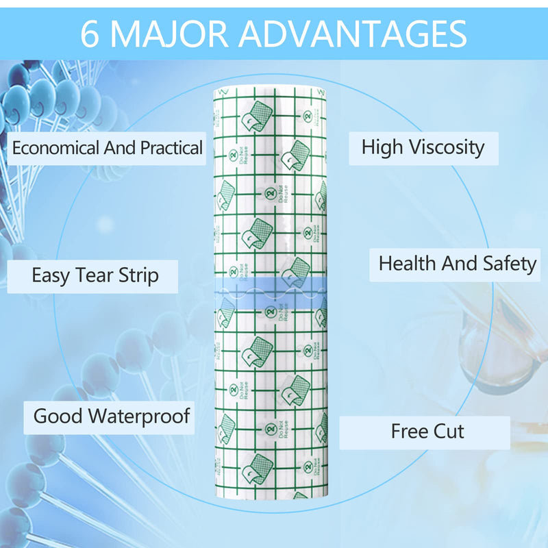 Tattoo Aftercare Waterproof Bandage，Stretch Adhesive Bandage, Transparent Waterproof Adhesive Bandage Tape,Clear Second Skin Protection for Plastic Cover,Wound Dressing,Protective Shield（15cm x 2m） One Size - BeesActive Australia