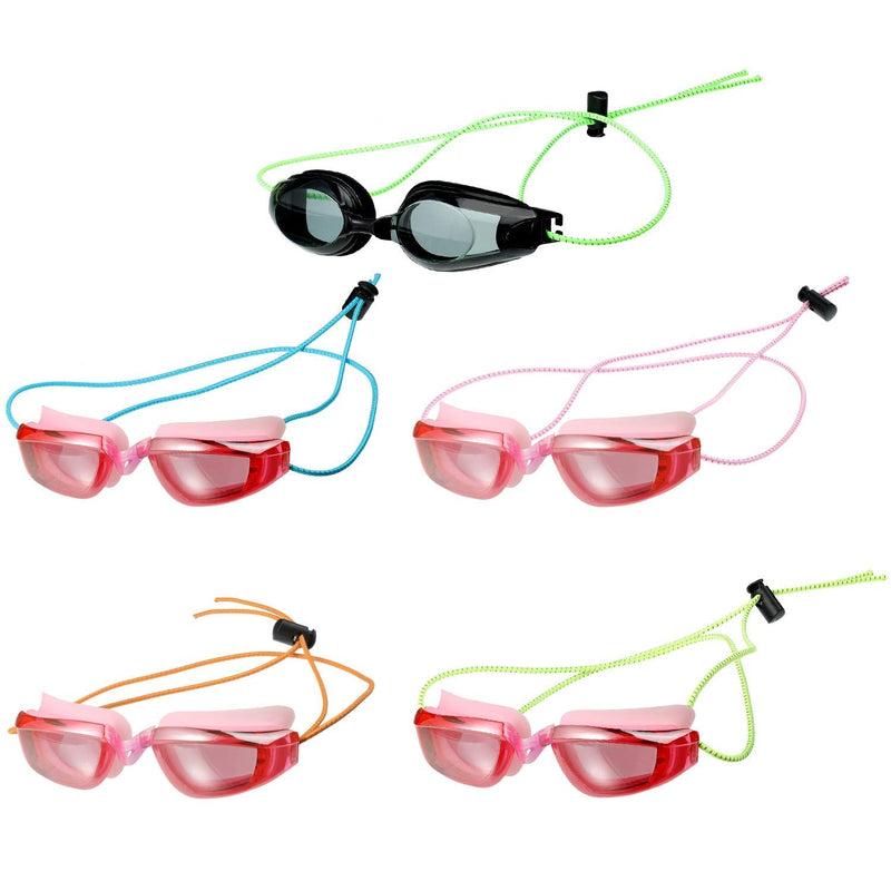 10 Sets Bungee Cord Strap Kit for Swim Goggles, Adjustable Replacement Swimming Goggle Strap with Cord Lock Clamp for Swimming Supplies (Green, Blue, Pink, Yellow, Orange) - BeesActive Australia