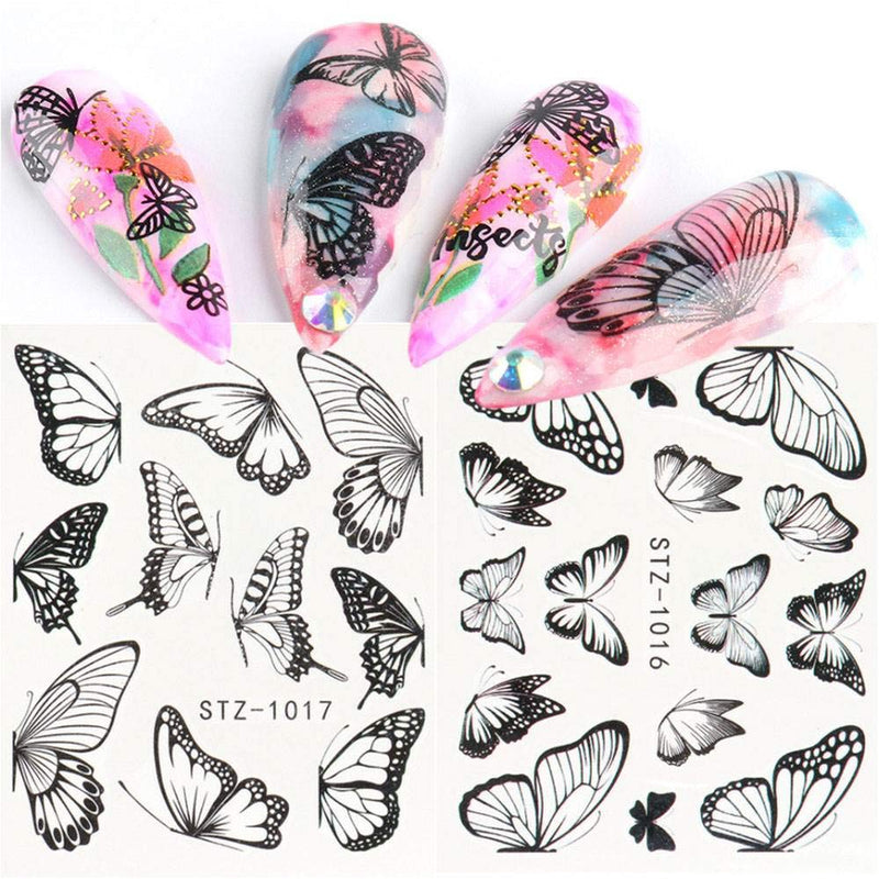 Butterfly Nail Art Decals Stickers Nail Accessories Decorations Nail Supplies Nail Stickers for Women Girls Butterfly Water Transfer Decals Manicure 30 Sheets - BeesActive Australia
