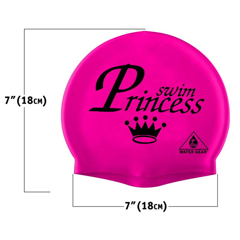 Water Gear Latex Swim Cap - Swimming Caps for Girls Long Hair - Waterproof Swimming Cap for Young Swimmers -Comfortable for Short and Long Hair - Swim Princess Pink - BeesActive Australia