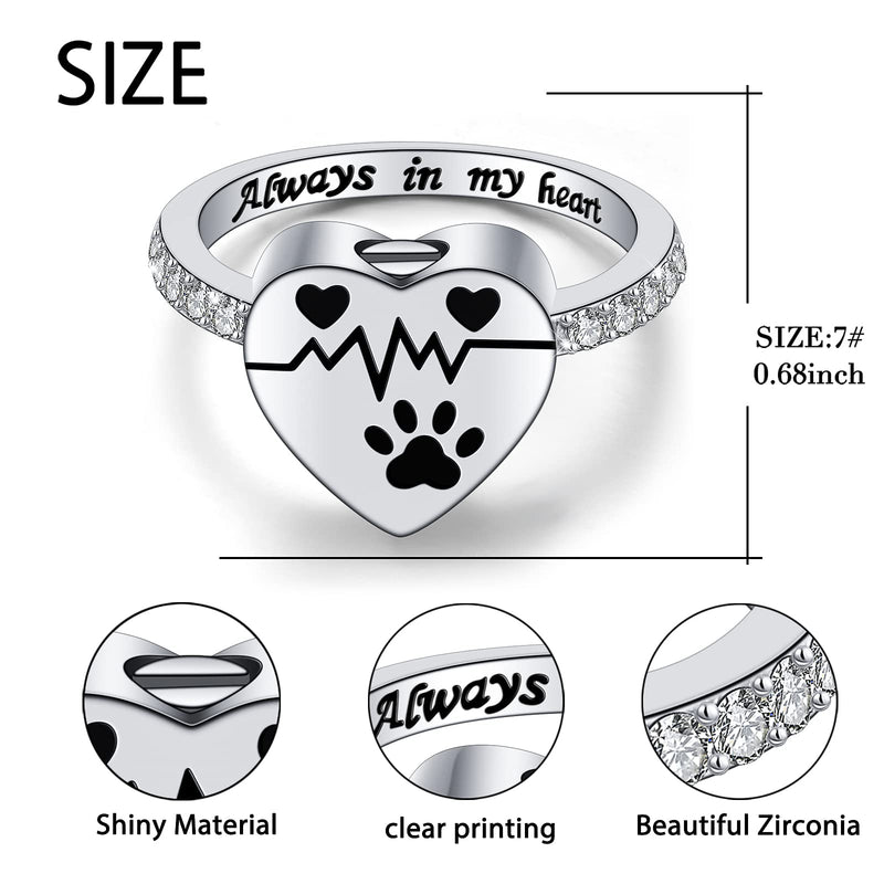 925 Paw Urn Ring for Ashes 925 Sterling Silver Cremation Jewelry Forever in My Heart Dog Pet Ashes Keepsake Ring for Women Memorial Gift 7 - BeesActive Australia