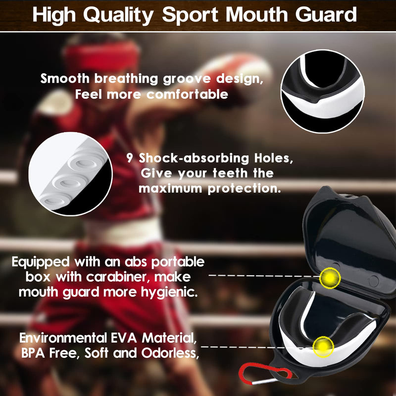 Youth Mouth Guard Sports Mouthguards for Football with Abs Case, Moldable 2 Pack Boxing Mouthguard for Sports, Custom Gel Fit Youth Mouth Guard for Contact Sports MMA Rugby Taekwondo Lacrosse White Youth(11 yrs&below) - BeesActive Australia