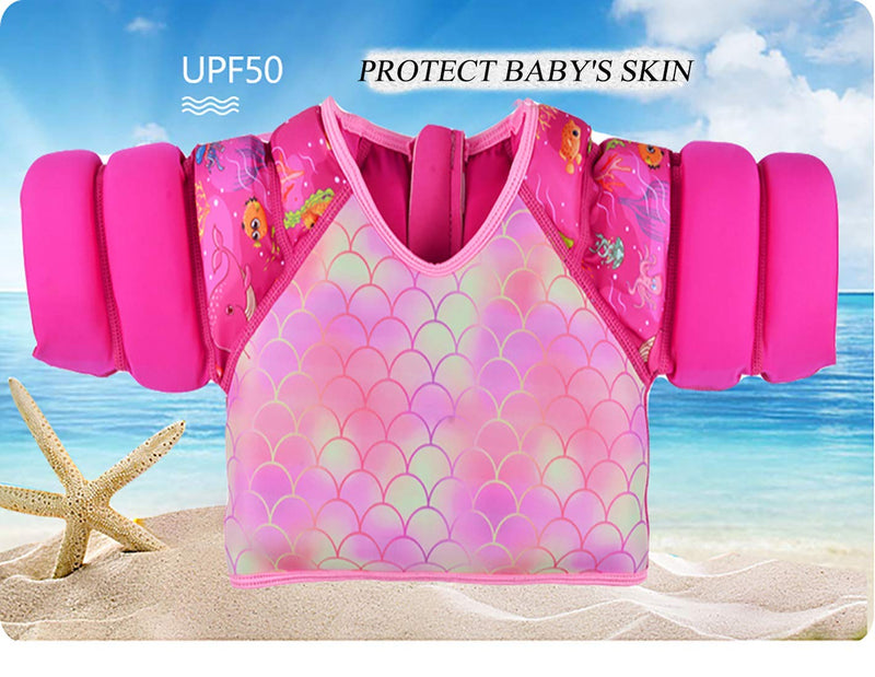 [AUSTRALIA] - iToobe Swimming Jacket for Kids Boys Girls Child Size Watersports Swim Vest Flotation Device Cute Whale Print Beautiful Mermaid Pattern Suitable for 20-33 lbs (S) 33-55 lbs(M) Pink Small 