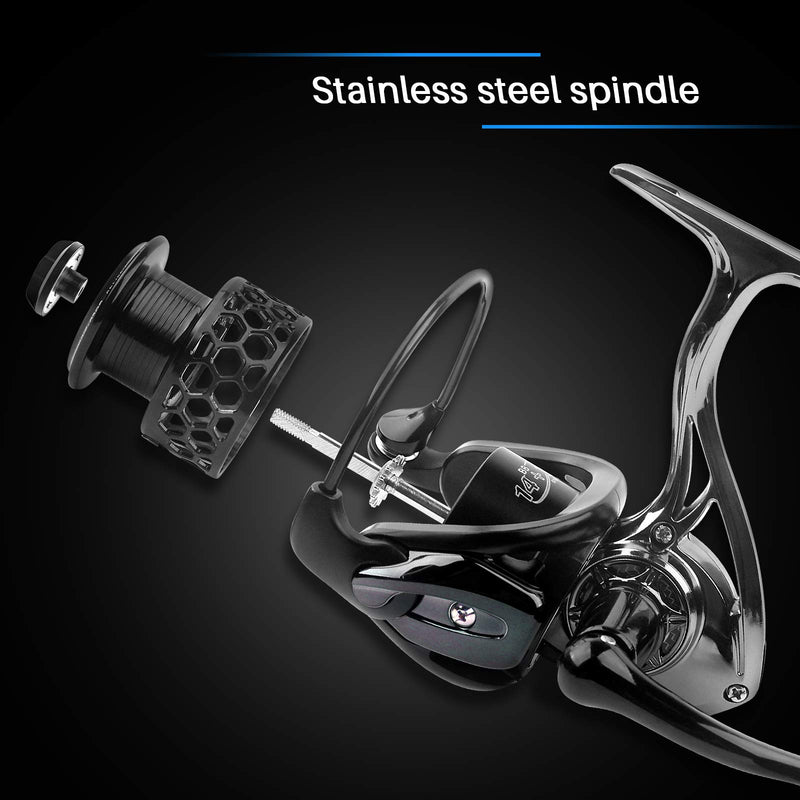 Spinning Fishing Reel 5.5:1 14+1 BB Smooth Double Bearing Powerful Lightweight Fishing Reel CNC Aluminum Spool & Handle with A Spare Spool for Saltwater or Freshwater Fishing 2000-5000 Gta 2000 - BeesActive Australia