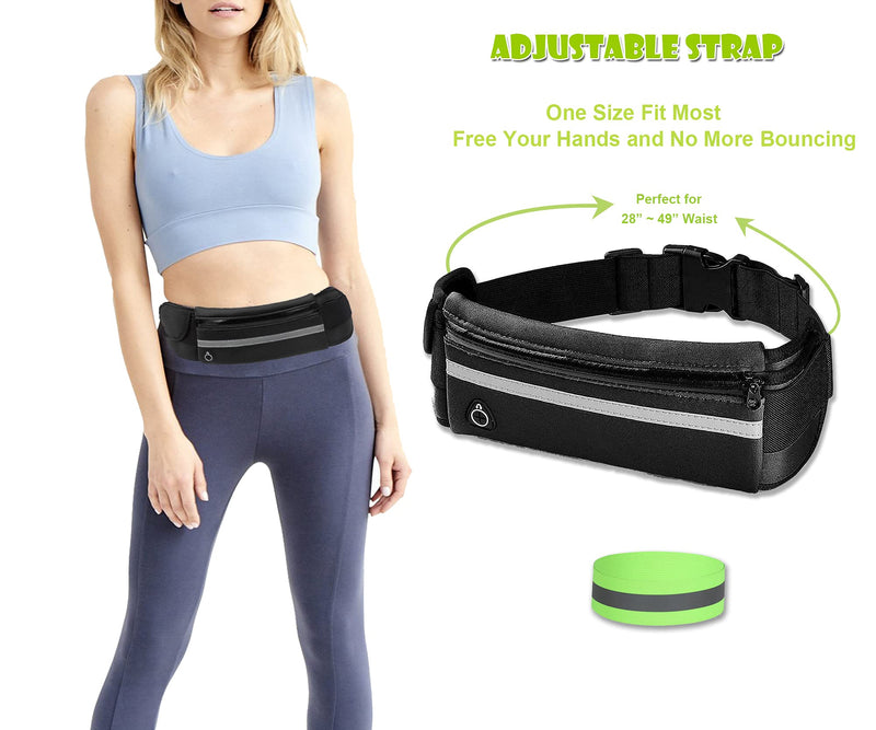 Running Belt for Women & Men, Slim Fanny Pack Bounce Free Waist Pack Waterproof for Jogging Gym Hiking, Fits Large Phone, with Headphone Port & Reflective Running Armband - BeesActive Australia