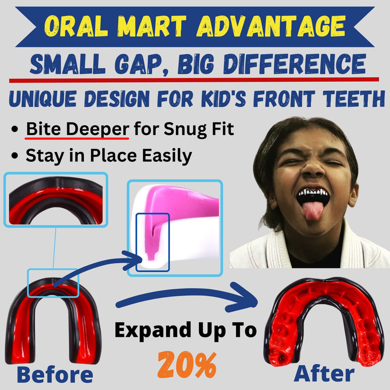 Oral Mart Sports Youth Mouth Guard for Kids (USA Flag & 3 Fangs & 15 Best Colors) | Youth Mouthguard (BPA Free) Football, MMA, Karate, Flag Football, Rugby, Boxing, BJJ, Hockey (/w Vented Case) (Youth, Strapless) Youth (Age 12 & Below) American Flag - BeesActive Australia