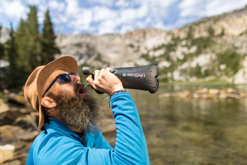 LifeStraw Peak Series - Collapsible Squeeze Bottle Water Filter System - 1L for Trail Running, Camping, Hiking, Travel, Cycling, and Fishing; Dark Mountain Gray - BeesActive Australia