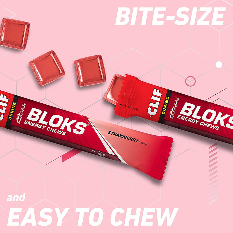 CLIF Bar Bloks Energy Chews Strawberry - Sports Supplements, 60 g (Strawberry - 3 Packs) - BeesActive Australia