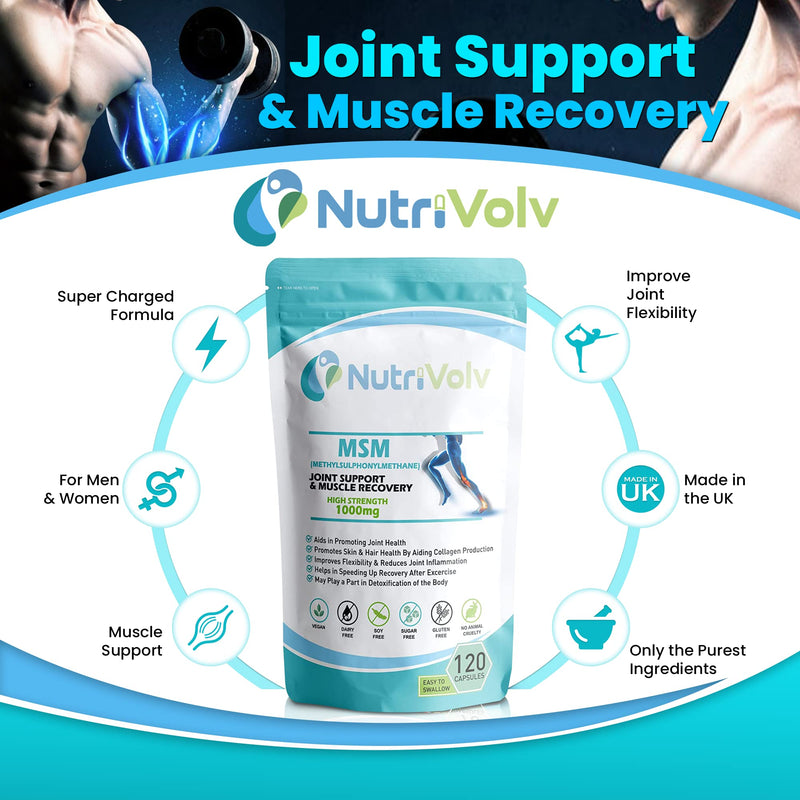 MSM 1000mg (Methylsulphonylmethane) Important Source of Organic Sulfur | Joint Support, Muscle Recovery & hair growth | 120 Capsules - BeesActive Australia