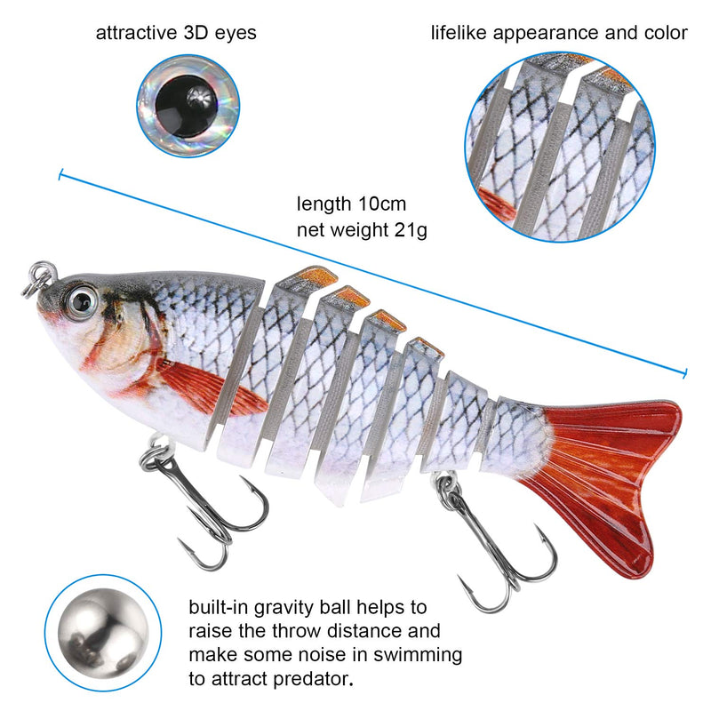 [AUSTRALIA] - A AKRAF Lifelike Fishing Lures for Freshwater and Saltwater Angling – Realistic Trout and Bass Lures with Segmented Bodies, Rustproof Dual Treble Hooks and Integrated Gravity Ball for Diving (3 Pk) 