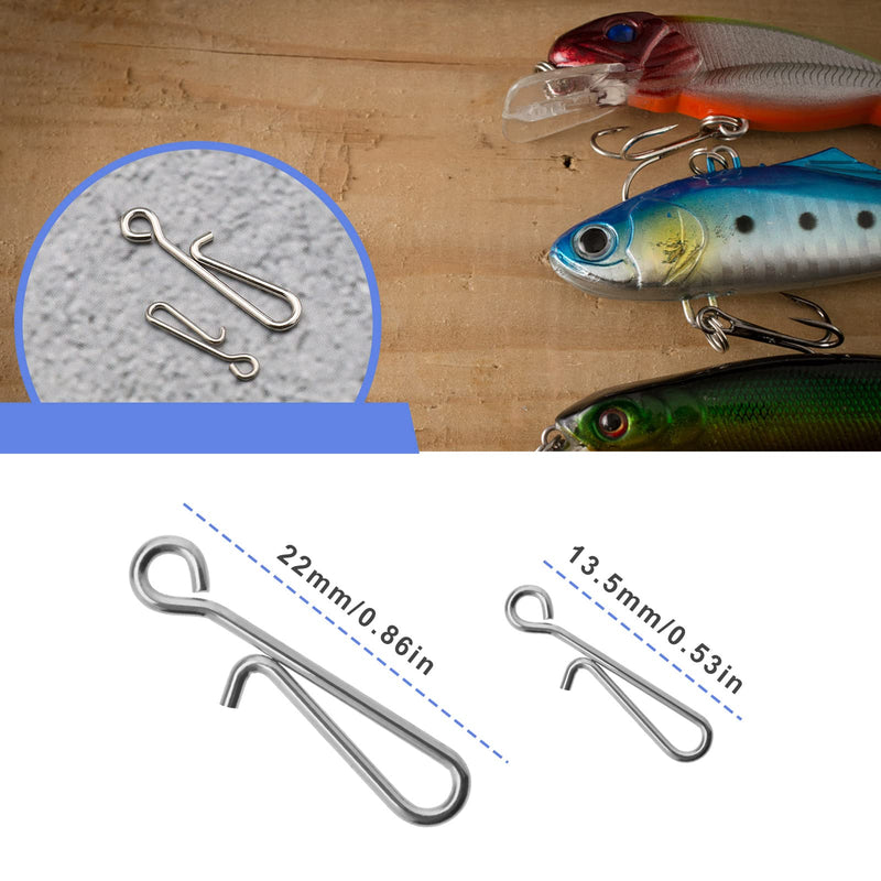 100PCS 13.5mm & 100PCS 22mm Sea Fishing Quick Change Lead Bait Snap Rig Clip Stainless Steel Hanging Snap Connector Speed Clips Hook Safety Decoy Swivels Snap - BeesActive Australia