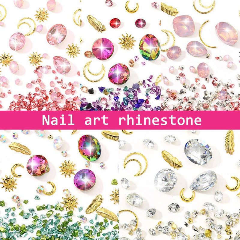 Nail Art Crystal Rhinestones 5 Boxes Mix Star Moon Nail Studs Diamonds Beads Manicure Jewelry Glitter Appliques for Women Girls Nails 3D DIY Craft Decorations - BeesActive Australia