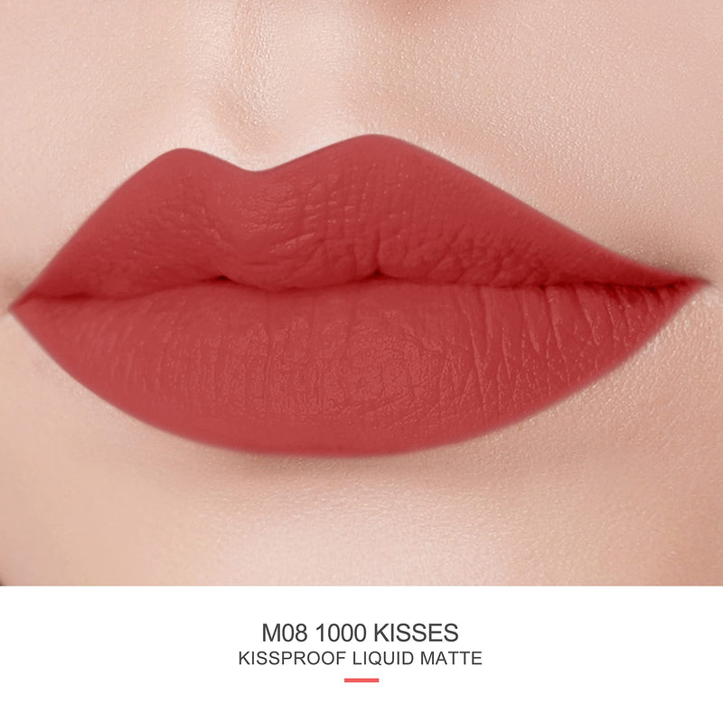 OULAC Kissproof Liquid Matte Lipstick, Lightweight and Fast Drying That Won't Transfer, Layers For Opaque Color, 4.5 mL / 0.15 fluid ounces, 1000 Kisses (M08) 1000 Kisses (M08） - BeesActive Australia