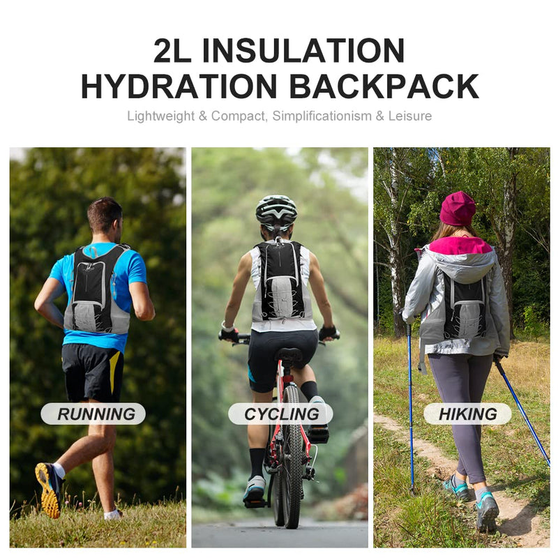 INOXTO Hydration Pack Backpack ，Water Backpack with 2L Leakproof Water Bladder, Running Hydration Vest for Man, Daypack for Cycling Motocross Climbing Trail Running Gray - BeesActive Australia