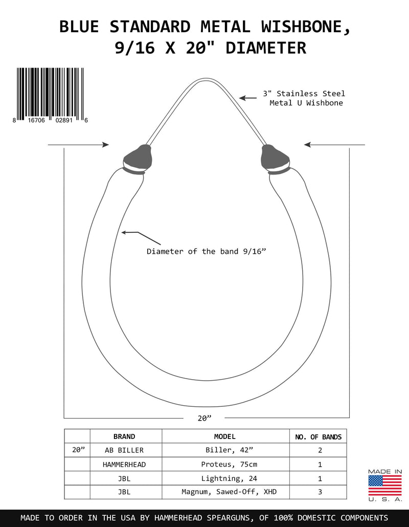 Hammerhead Spearguns 9/16” (14mm) Metal Wishbone Bands for JBL, AB Biller and Ocean Rhino 14" Black - BeesActive Australia