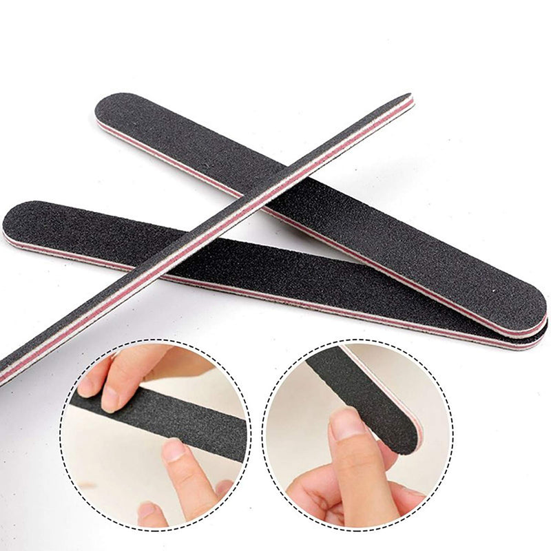 Nail File 10 PCS Professional Double Sided 100/180 Grit Nail Files Emery Board Black Manicure Pedicure Tool and Nail Buffering Files - BeesActive Australia