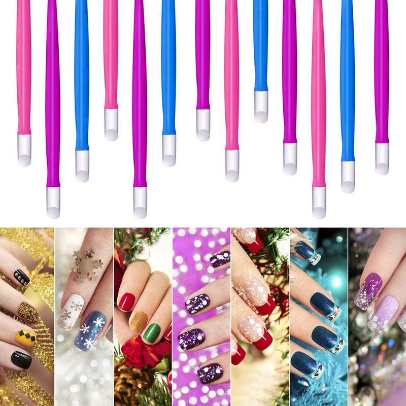 Plastic Handle Nail Cuticle Pusher Rubber Tipped Nail Cleaner Colored Nail Art Tool for Men and Women，30 Pieces (Blue, Purple and Pink) - BeesActive Australia