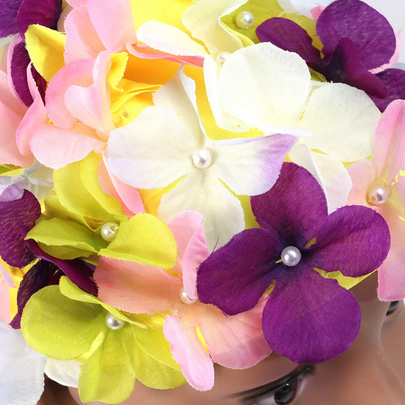 FAVOMOTO Swim Cap Flower for Women Floral Caps Swim Turban Waterproof Swim Cap for Long Hair Petal Stylish Swimming Hat Bathing Caps Ear Hair Protection Easy to Put On and Off Size - BeesActive Australia