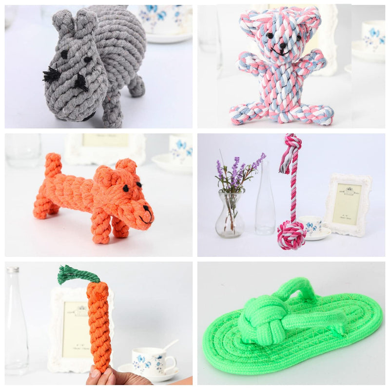 HAICHEN TEC 6 Pack Ferret Rope Chew Toys, Durable Knotted Rope Tug Perfect for Teething Mammals, Cotton Rope Toys Interactive Dog Rope Toy Set Machine-Washable - BeesActive Australia
