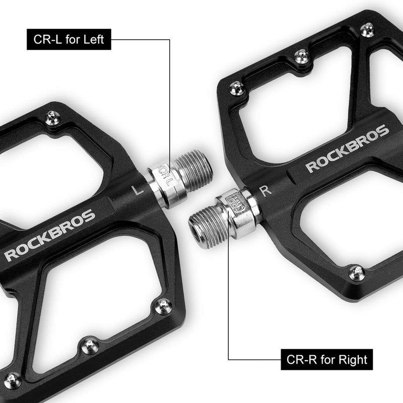 ROCKBROS Mountain Bike Pedals MTB Pedals Bicycle Flat Pedals Aluminum 9/16" Sealed Bearing Lightweight Platform for Road Mountain BMX MTB Bike - BeesActive Australia