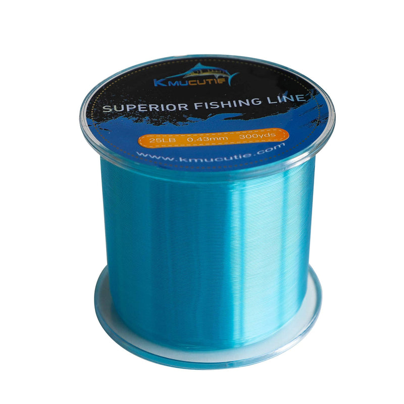 Kmucutie Fishing Line, Monofilament Fishing Line 300 Yds Ultimate Strength, Shock Absorber, Suspend in Water, Knot Friendly - Mono Fishing Line 10-40LB, blue 25LB/0.43MM/300YDS - BeesActive Australia