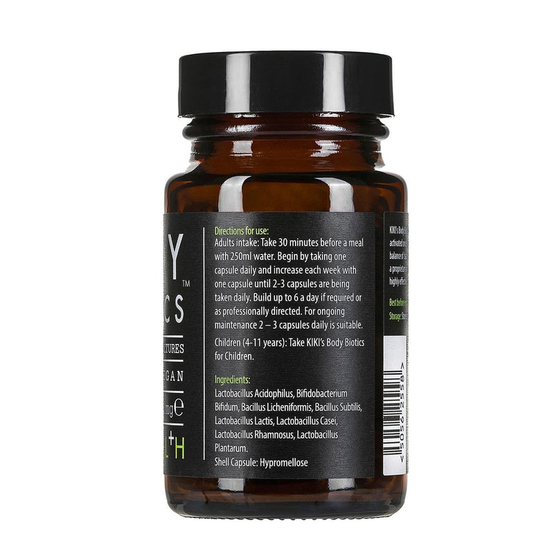 KIKI HEALTH Body Biotics Soil Based Organisms Supplement, SBO Bacterial Cultures, 60 Vegan Capsules, 1 pack Unflavoured 60 Count (Pack of 1) - BeesActive Australia