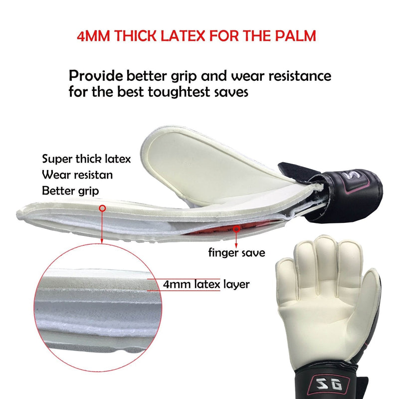 Youth&Adult Goalie Goalkeeper Gloves,Strong Grip for The Toughest Saves, with Finger Spines to Give Splendid Protection to Prevent Injuries,3 Colors Black 6 - BeesActive Australia