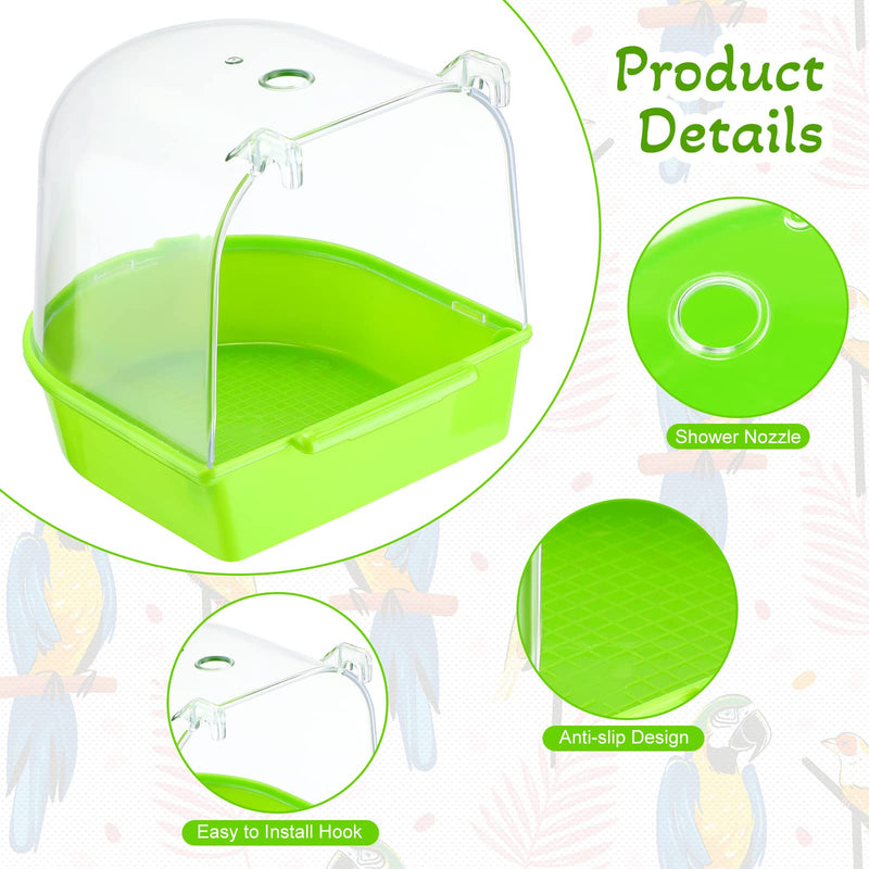 3 Pieces Clear Bird Bath for Cage Parakeet Bird Cage Accessories Hanging Bird Bath Box Parrot Bird Bathing Tub with Clear View for Small Birds Cockatiel Conure Canary Budgies Parrots Blue Green White - BeesActive Australia