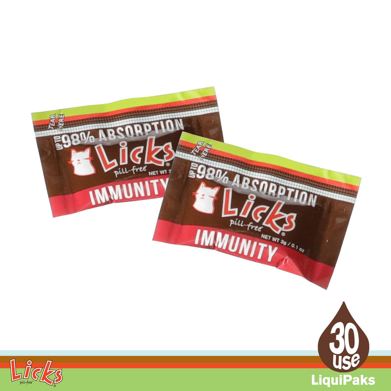 Licks Pill-Free Cat Immunity - Immune Support Cat Supplies - Respiratory Supplements for Cats - Cat Health Supplies - Gel Packets - 30 Use - BeesActive Australia