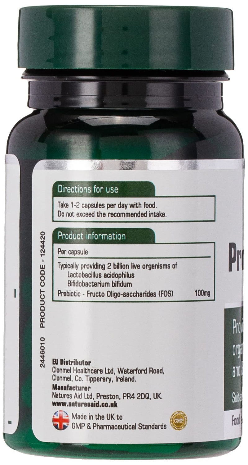 Natures Aid Microbiotic Complex (L.Acidophilus and Bifidus, with FOS), Vegan, 60 Capsules - BeesActive Australia