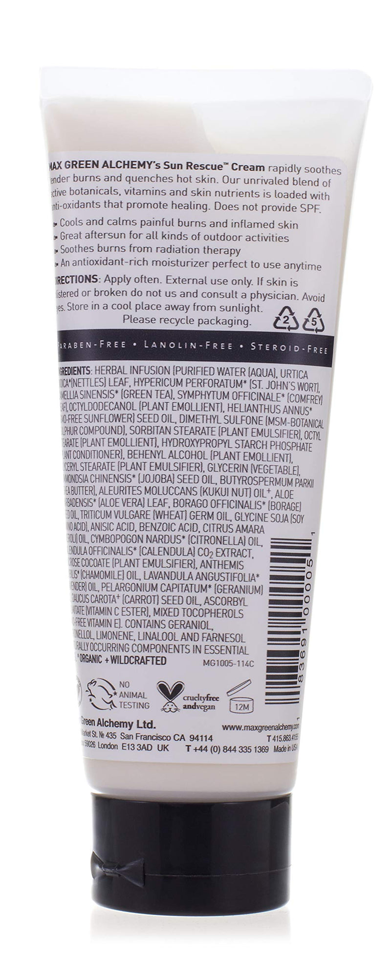 Sun Rescue Cream, 2 Ounce Jar - Fast Acting Relief, Reduces Tenderness, Cooling, Vegan, Highly Antioxidiant, Organic Formula, Super Moisturizing After Radiotherapy - BeesActive Australia