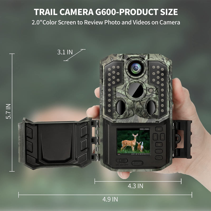 Trail Camera,30MP 1920P FHD 0.2S Trigger Motion Activated,Game Hunting Camera with Night Vision IP66 Waterproof 2.0''LCD 120°Wide Camera Lens for Outdoor Scouting Wildlife Monitoring Home Security Light Green - BeesActive Australia